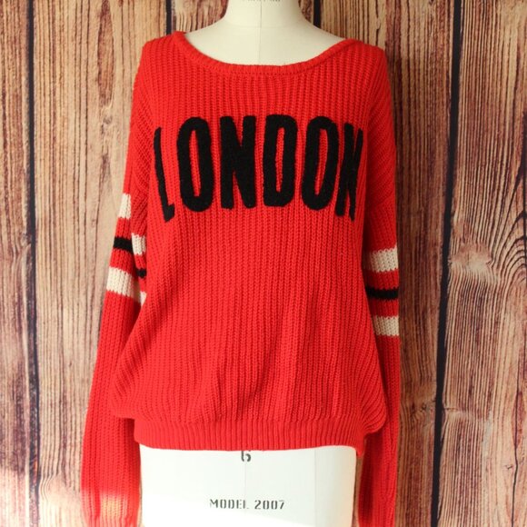 Ultra Flirt Womens Sweater, London, Red and White and Black, Size Medium - Picture 3 of 13